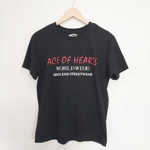 Ace of Hearts Black Short Sleeve "High End Streetwear" Cotton T-Shirt Size S